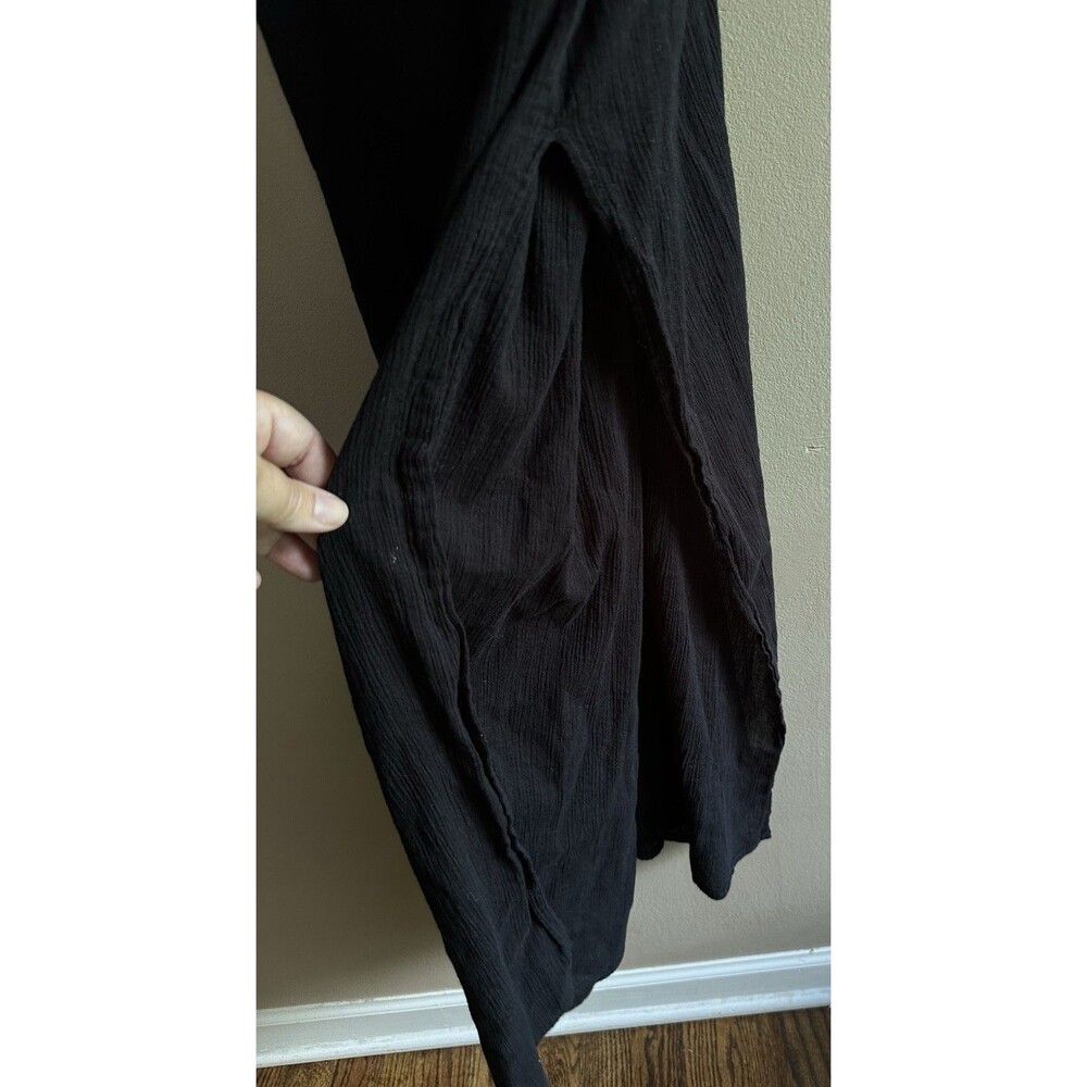 Kona Sol Sz Medium Gauzy Black 100% Cotton Dress Back Tie Swimsuit Coverup Beach - Picture 6 of 10